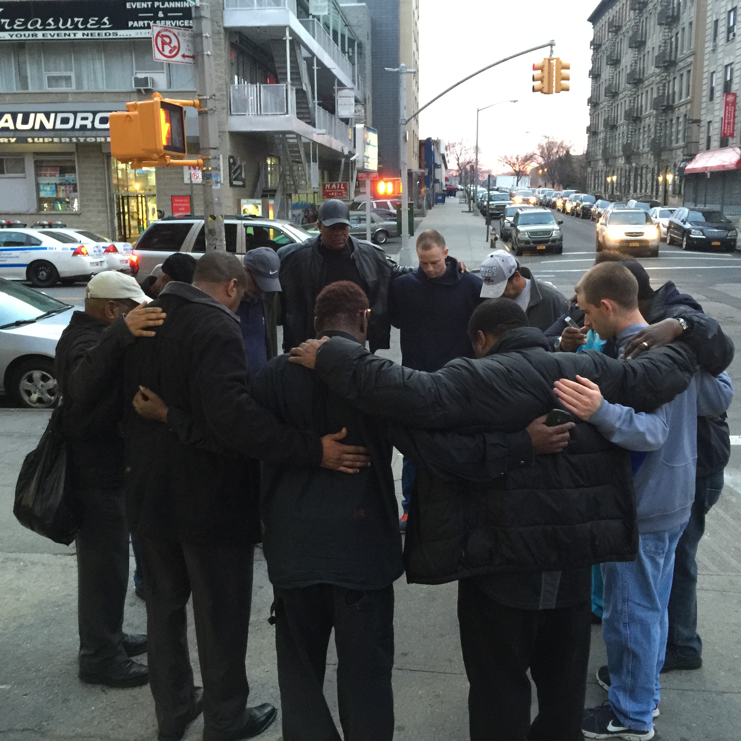 Participants gather for a Man Up In Harlem morning prayer gathering. The gatherings are held on Thursdays from 6 to 7 a.m. (Photo provided)