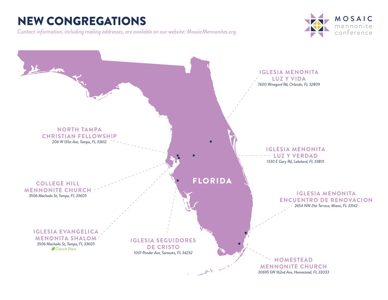 Mosaic Mennonite Conference eight Florida congregations