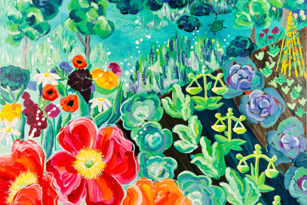 Painting of flower garden