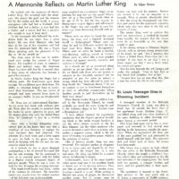 Stoesz, Edgar. "A Mennonite Reflects on Martin Luther King." Gospel Herald. (Scottdale, PA), May 14, 1968. 