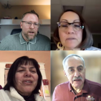 (Clockwise) Moderator Jon Carlson, Moderator-elect Marty Lehman, Executive Board members Richard Aguirre and Margie Mejia-Caraballo.