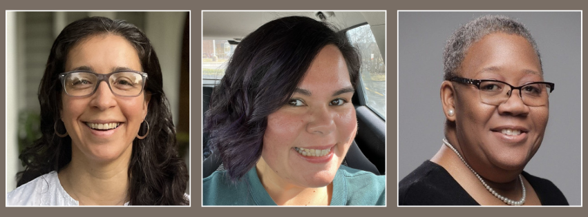 headshots of three smiling women